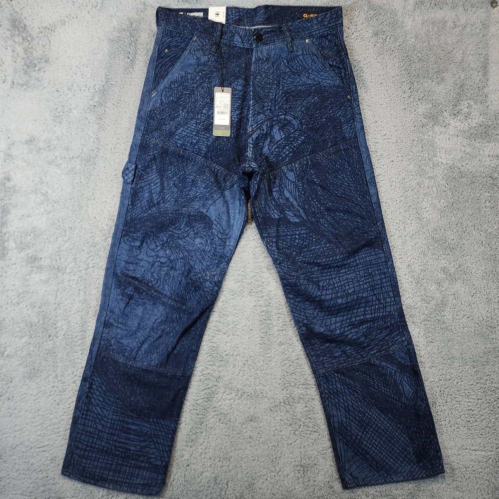 G Star Double Knee Jeans Mens 31x32 Carpenter 3D Loose Baggy Rembrandt Print NWT